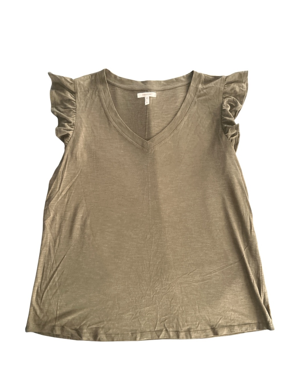 Maurices Mauve/light dusty purple V-Neck Ruffle Sleeve Tank